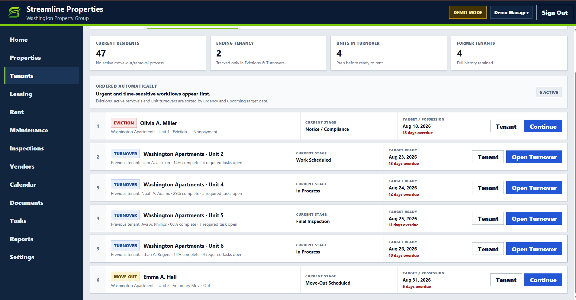 Streamline Properties turnover and tenancy workflow
